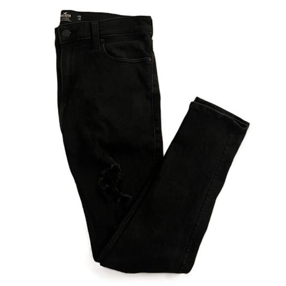 Hollister Men's Athletic Skinny Ripped Stretch Black Skinny Jeans, 33x32 - Picture 1 of 7